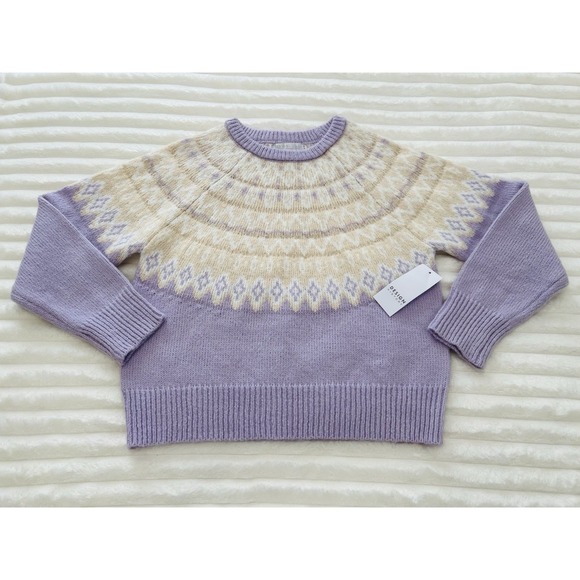 DESIGN HISTORY Womens Fairisle Crew neck Sweater Soft Plush Lavender MSRP $168 M - Picture 1 of 6